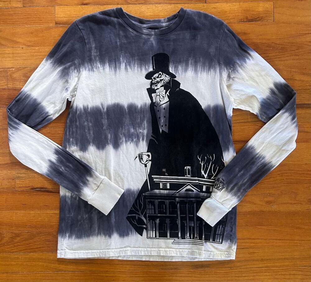 Disney Parks The Haunted Mansion Hatbox Ghost Long Sleeve Adult Shirt M Med NWT